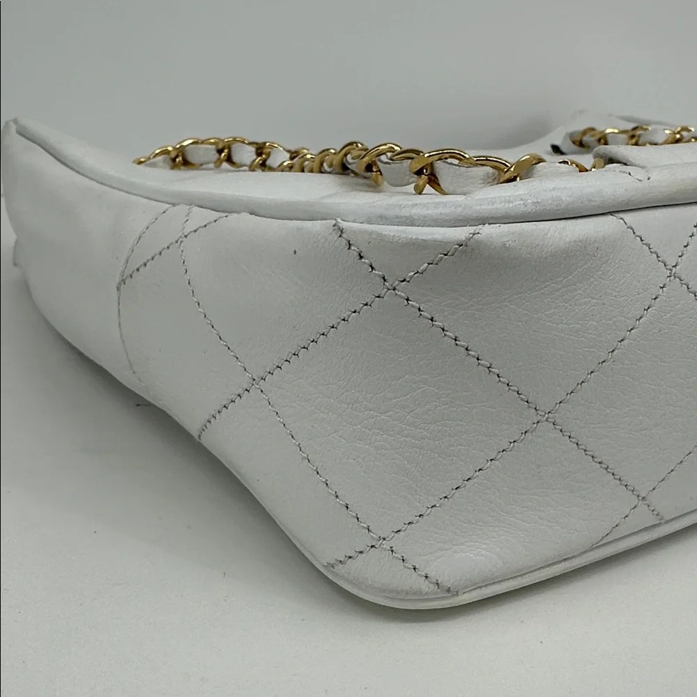 Authenticated CHANEL Quilted Shoulder Bag- White - Picture 12 of 16